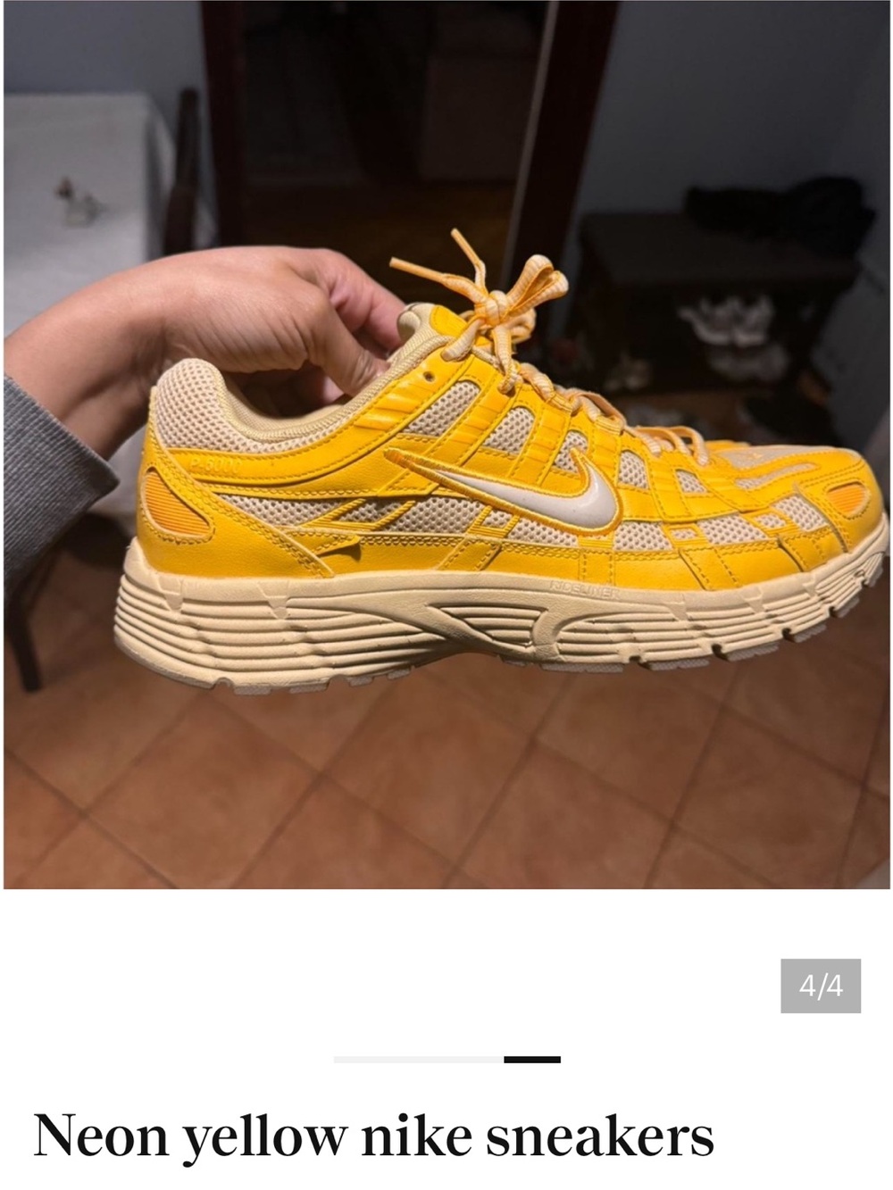 Nike Yellow and Cream Running Sneakers